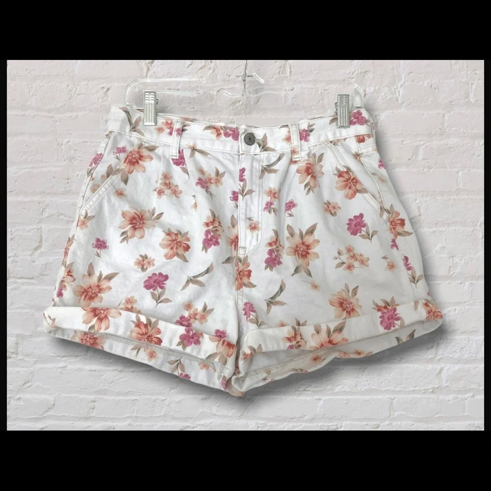 American Eagle Floral High Waist Denim Jean Shorts - Picture 1 of 6
